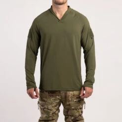 TD OSS Long Sleeve Top -TACDIS Apparel Shop TD OSS Operator Shooter Shirt Ranger Green Front View Tactical Base Layer