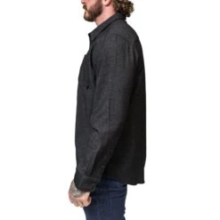 TD Flannel Work Shirt 17 TD Flannel Work Shirt -TACDIS Apparel Shop TD Stretch Flannel Work Shirt Black Tactical Flannel Side View